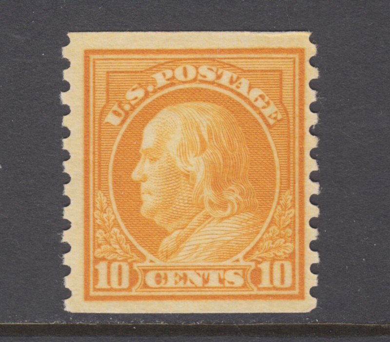 US Sc 497 MNH. 1922 10c orange yellow Franklin coil single, F-VF