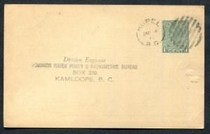 B.C. Split Ring Town Cancel Postal Stationery Postcard HUPEL