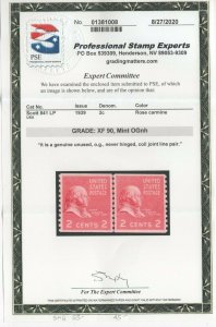 #841 Pair - GP Graded XF 90 Mint NH OG w/PSE Cert. SMQ. $55 (JH 9/17) 