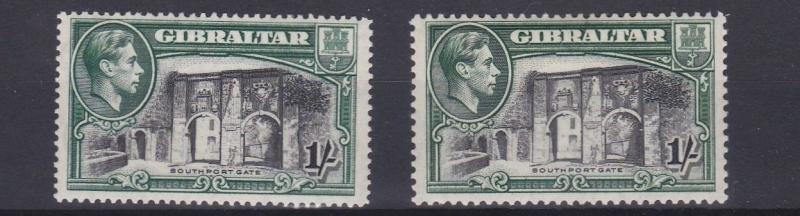 GIBRALTAR   1938 - 51      S G  127 + 127B  2 X 1/-   VALUES    MH 