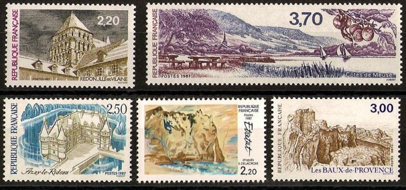 France #2030-34 Tourist Issue 1987 NH Cat. $ 6.50