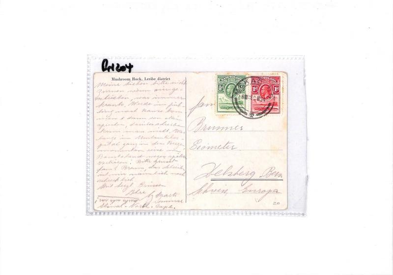  BN204 1934 Basutoland KGV Franking Postcard *Mushroom Rock* PPC Switzerland