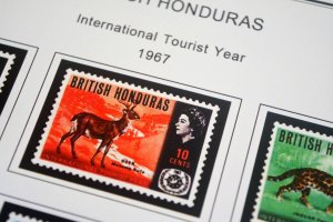 COLOR PRINTED BRITISH HONDURAS 1866-1973 STAMP ALBUM PAGES (27 illustr. pages)