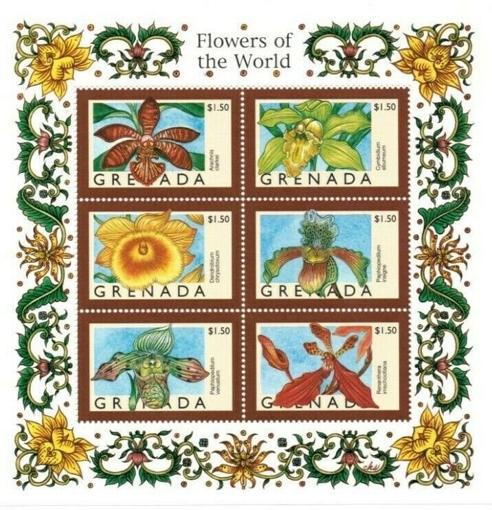 Grenada 1998 - Flowers of the World - Sheet Of 6 Stamps - Scott #2743 - MNH