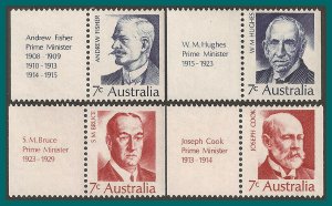 Australia 1972 Famous Australians, tabbed set MNH #514-517,SG505-SG508