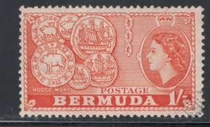 Bermuda 1953 Queen Elizabeth II & Hog Coins 1sh Scott # 155 Used