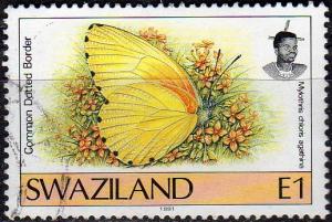 Swaziland 611 - Used - 1e Dotted-border Butterfly (1992) (cv $2.90) (1)