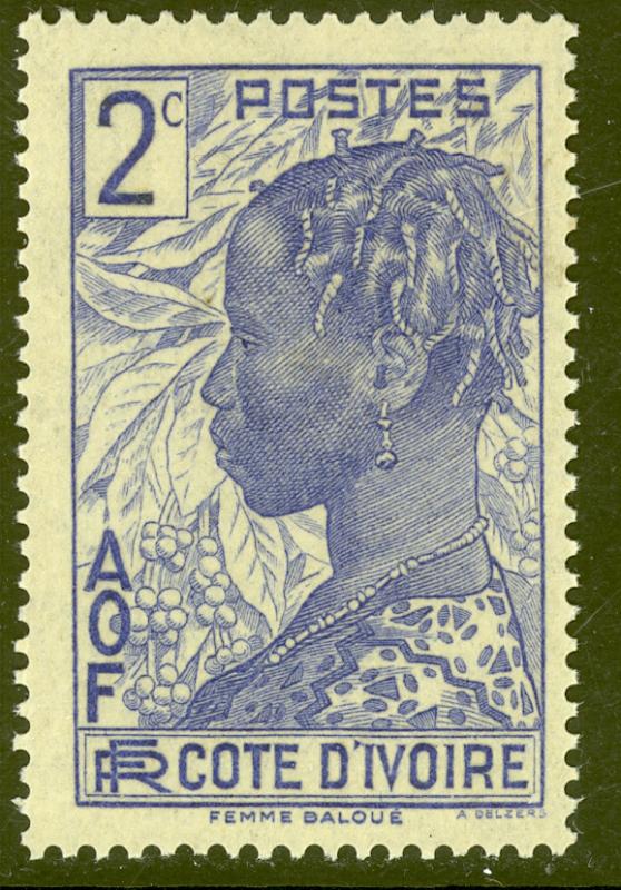 IVORY COAST 1936-44 2c BAOULE WOMAN Pictorial Sc 113 MH