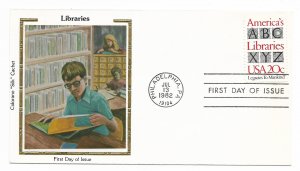 US 2015 20c Libraries on FDC Colorano Silk Cachet ECV $12.50