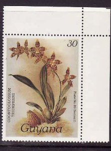 Guyana-Sc#1144a- id9-unused NH 30c-Flowers-Orchids-wmk Lotus Bud Multiple-1985-