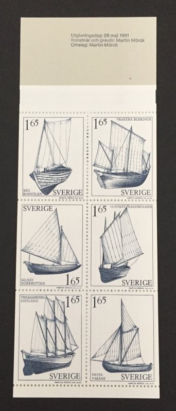 Sweden 1981 #1365a Booklet, Sailboats, MNH