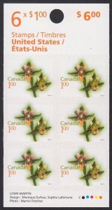 ORCHID GIANT HELLEBORINE = Booklet of 6 Canada 2010 #2362a (BK419) MNH