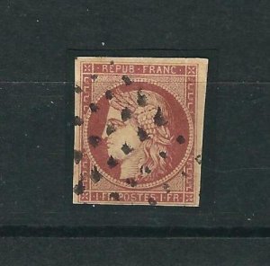 France 9c Y&T 6B Ceres 1 Fr Dark Carmine Used F/VF 1849 SCV $1100.00