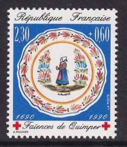 France   #B614  MNH  1990  Red Crosss  .  plate  Perf. 12 1/2 x 13