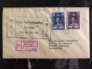 1930 Curacao First Flight airmail cover FFC to US Consul Port Cabello Venezuela