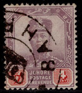 MALAYSIA - Johore EDVII SG64, 4c dull purple & carmine, FINE USED.