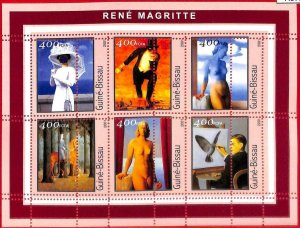 A0722 - GUINEA-BISSAU - ERROR  MISSPERF SHEET - ART Painters: René Magritte 2001