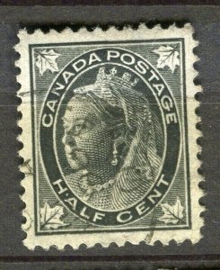 CANADA; 1897 early QV Maple Leaf issue fine used 1/2c. value