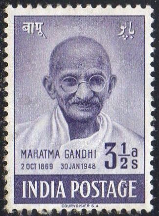 India 1948 3½a violet (Mahatma Gandhi) MH