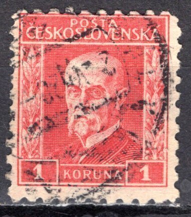 Czechoslovakia; 1927: Sc. # 130: Used Single Stamp > 3 leaves +