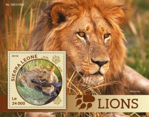 SIERRA LEONE - 2016 - Lions - Perf Souv Sheet - Mint Never Hinged