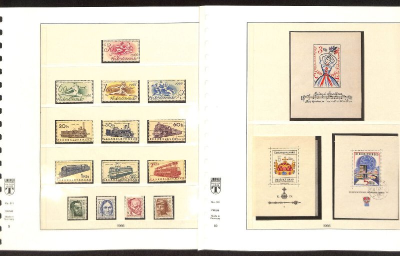 Czechoslovakia Stamp Collection in Linder Hingless Album, 1965-1971, 50 Pages