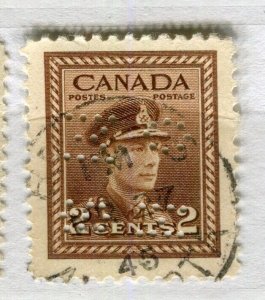 CANADA; 1942-48 early GVI issue OFFICIAL PERFIN issue fine used 2c. value