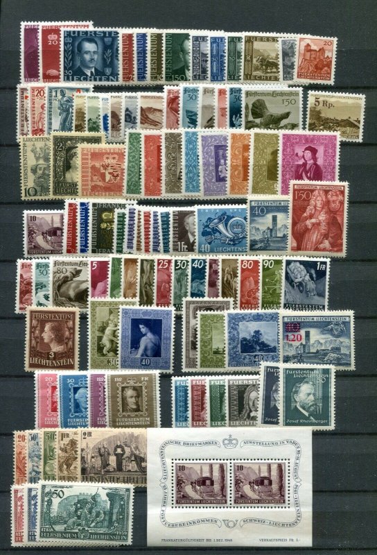 LIECHTENSTEIN 1912-1952 CLOSE TO COMPLETE COLLECTION ALL STAMPS PERFECT MNH 