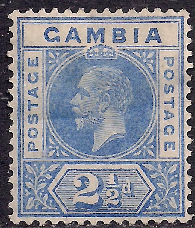 Gambia 1912 - 22 KGV 2 1/2d Bright Blue MM SG 90a ( D1079 )