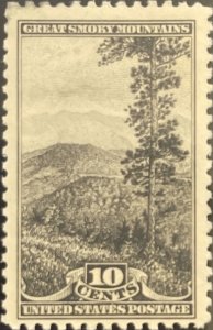 Scott #749 1934 10¢ National Parks Great Smoky Mountains unused disturbed gum