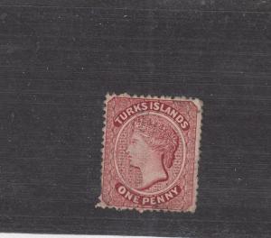 TURKS AND CAICOS # 40 UNUSED NO GUM QUEEN VICTORIA 1p CAT VALUE $105