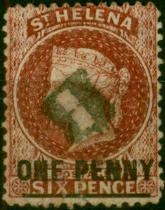 St Helena 1864 1d Lake SG6 Type A Ave Used