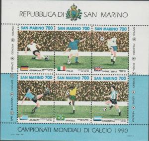 O) 1990 SAN MARINO, WORLD CHAMPIONSHIP FOOTBALL, SOUVENIR MN