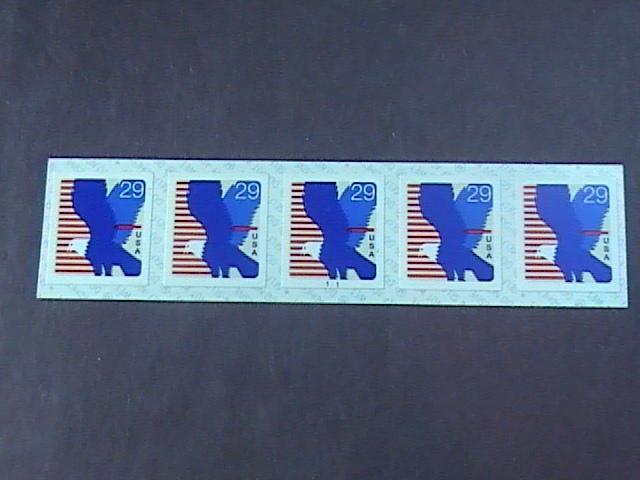 U.S.# 2598b-MINT/NEVER HINGED-PLATE # COIL STRIP OF 5(P#111)--BALD EAGLE--1994