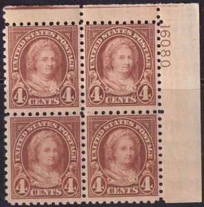 #585 Mint NH, Fine+, Plate number block of 4 (CV $425) (CV $37.5 - ID42508) -...