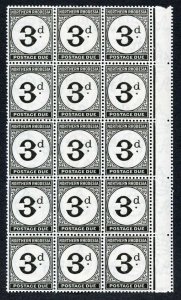 Northern Rhodesia SGD3 3d Grey-black U/M Block of 15 Cat 45 pounds