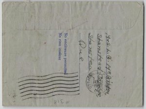 Canada 1946 WWII RETURNED TO CANADA Military Air Letter Stanstead Quebec