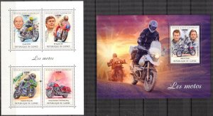 Guinea 2018 Motorcycles sheet + S/S MNH
