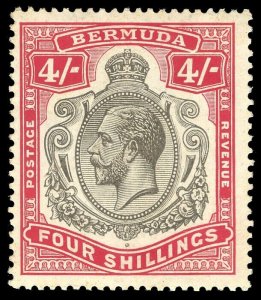 Bermuda 1918 KGV 4s black & carmine NICK IN TOP RIGHT SCROLL vfm. SG 52bc.