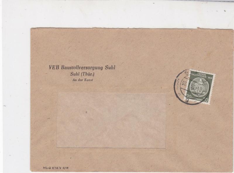 German Democratic Republic 1959 Suhl Cancel Official Stamps Cover Ref 24390