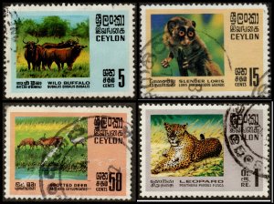 Ceylon 439-42 - Used - Buffalo / Loris / Deer / Leopard (1970) (cv $5.45)