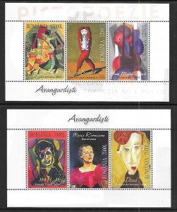 ROMANIA Sc 4692-3 NH 2 SOUVENIR SHEETS OF 2004 - MODERN ART