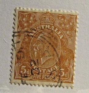 AUSTRALIA Sc #75 Θ used, 5 PENCE stamp, mute cancel, superfleas