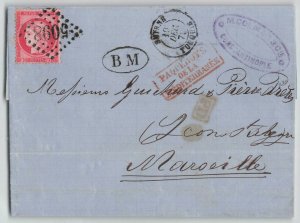 France (Offices in the Levant) 1873 Folded Cover Constantinople Smyrna