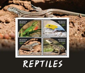 Antigua and Barbuda - 2016 - Reptiles Sheet I with 4 Stamps - MNH