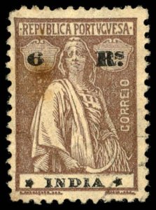 PORTUGUESE INDIA Sc 375Q USED  - 1921 6r - Ceres Perf 12 x 11½ Ordinary paper