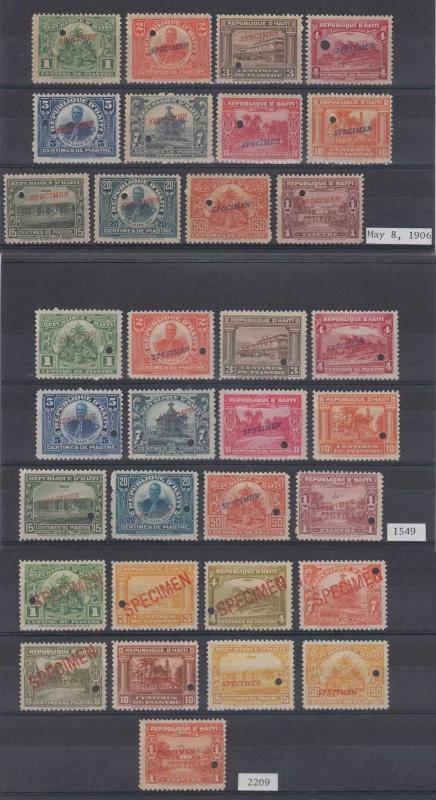 HAITI 1906-13 Sc 125-144 (33x) ULTIMATE FULL SET PERF PROOFS + SPECIMEN MNH