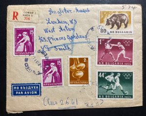 1961 Sofia Bulgaria RegisteRd Airmail Cover To London England