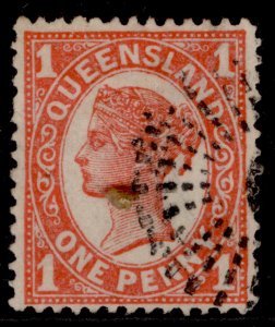 AUSTRALIA - Queensland QV SG232, 1d orange-vermilion, FINE USED.