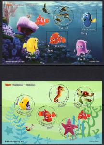 Taiwan 2008 Disney Animation Cartoon Nemo Fish 2 Souvenir Sheets MNH